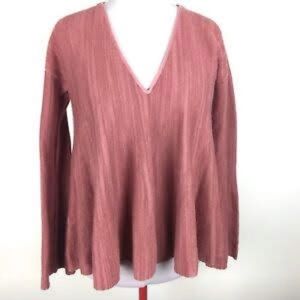 Free People Pink Long Sleeve Flowy Top